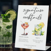Sangria Mojito Signature Cocktails Bruiloft Menu Reclamebord Met Voetstuk