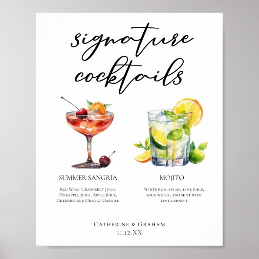 Sangria Mojito Signature Cocktails Custom Poster (Voorkant)