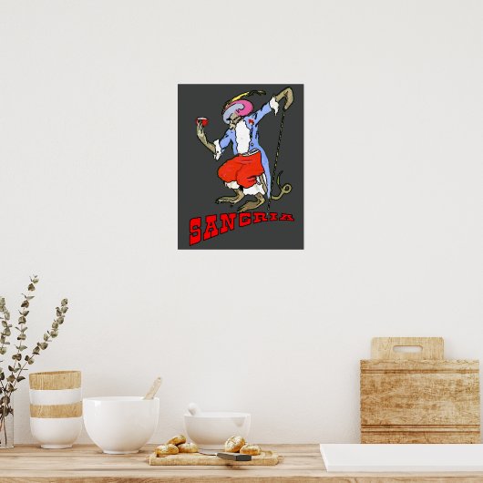 Sangria Monkey  Style, voeg tekst toe Poster (Keuken)