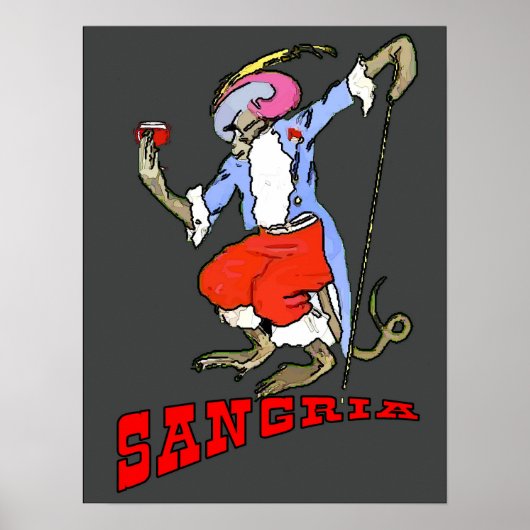 Sangria Monkey Style, voeg tekst toe Poster (Voorkant)