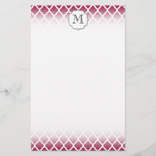 Sangria Moroccan Tile met monogram Briefpapier (Voorkant)
