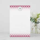 Sangria Moroccan Tile met monogram Briefpapier (Staand voorkant)
