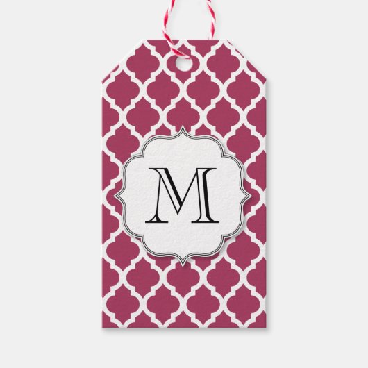 Sangria Moroccan Tile met monogram Cadeaulabel (Voorkant)