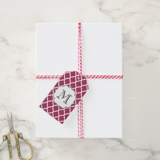 Sangria Moroccan Tile met monogram Cadeaulabel (Met Touw)
