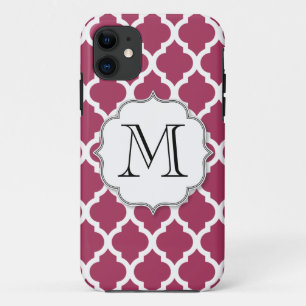 Sangria Moroccan Tile met monogram Case-Mate iPhone Case