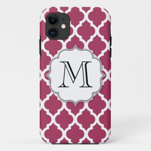 Sangria Moroccan Tile met  monogram Case-Mate iPhone Case (Achterkant)
