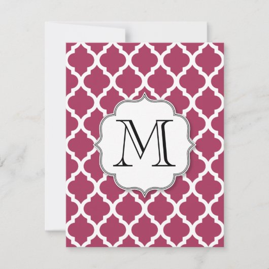 Sangria Moroccan Tile met monogram Kaart (Voorkant)