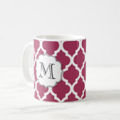 Sangria Moroccan Tile met monogram Koffiemok (Voorkant links)