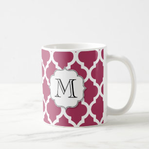 Sangria Moroccan Tile met  monogram Koffiemok