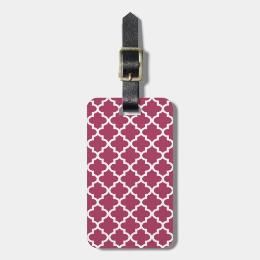 Sangria Moroccan Tile Trellis Pattern Bagagelabel (Voorkant verticaal)
