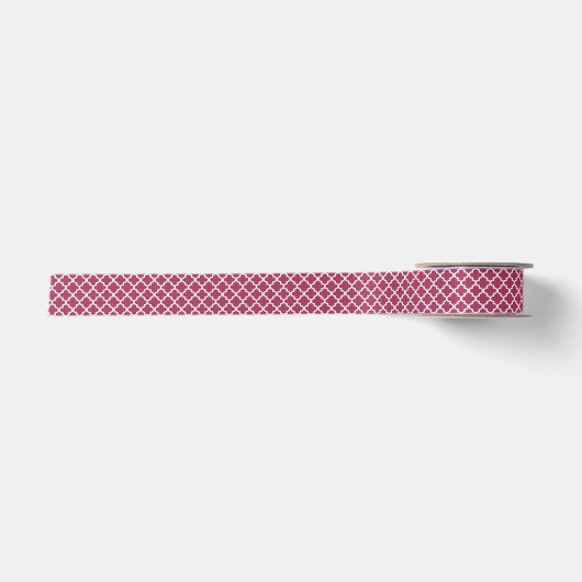 Sangria Moroccan Tile Trellis Pattern Satijnen Lint (Voorkant)