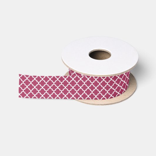 Sangria Moroccan Tile Trellis Pattern Satijnen Lint (Spoel)