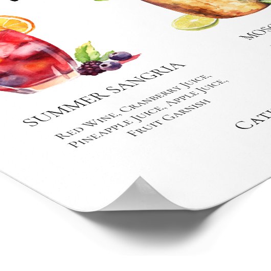 Sangria Moscow Mule Signature Cocktails Menu Poster (Hoek)