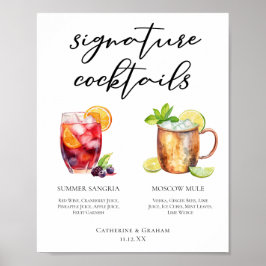 Sangria Moscow Mule Signature Cocktails Menu Poster