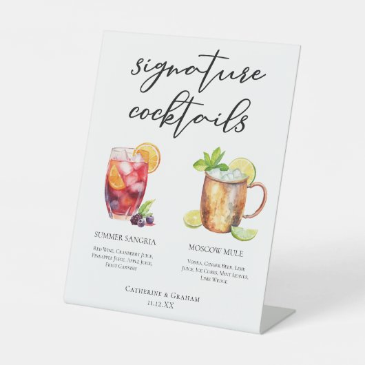 Sangria Moscow Mule Signature Cocktails Menu Reclamebord Met Voetstuk (Voorkant)