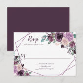 Sangria Paars Bloemengometrisch | RSVP Kaartje (Voorkant / Achterkant)