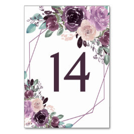 Sangria Paars Mauve Geometrisch Bloemig Bruiloft | Kaart