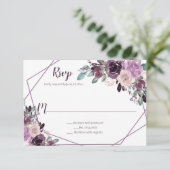 Sangria Paarse Bloem Geometrisch | RSVP Kaartje (Staand voorkant)
