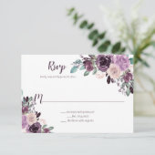 Sangria Paarse Bloemen | RSVP Kaartje (Staand voorkant)