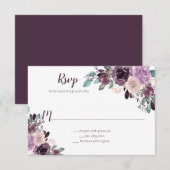 Sangria Paarse Bloemen | RSVP Kaartje (Voorkant / Achterkant)