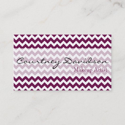 Sangria Paarse Chevron Visitekaartjes (Voorkant)