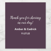 Sangria Paarse Effen Kleur Bruiloft Wijn Etiket (Enkel label)