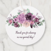 Sangria Paarse Mauve Bloemen Ronde Bruiloft | Bedankjes Labels (Voorkant)