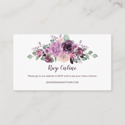 Sangria Paarse Mauve Bloemen RSVP Online | Informatiekaartje (Voorkant)