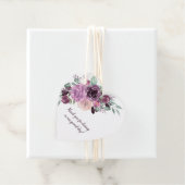 Sangria Paarse Mauve Bloemenhart bruiloft | Bedankjes Labels (In situ)