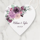 Sangria Paarse Mauve Bloemenhart bruiloft | Bedankjes Labels (Achterkant)