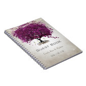 Sangria Paarse Romantic Heart Leaf Wedding Notitieboek (Rechterzijde)