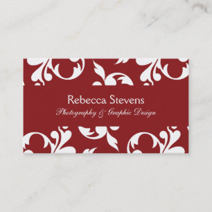 Sangria Red en White Swirling Vine Visitekaartje