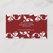 Sangria Red en White Swirling Vine Visitekaartje (Achterkant)