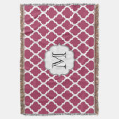 Sangria Red Moroccan Tegel met monogram Deken (Voorkant Verticaal)