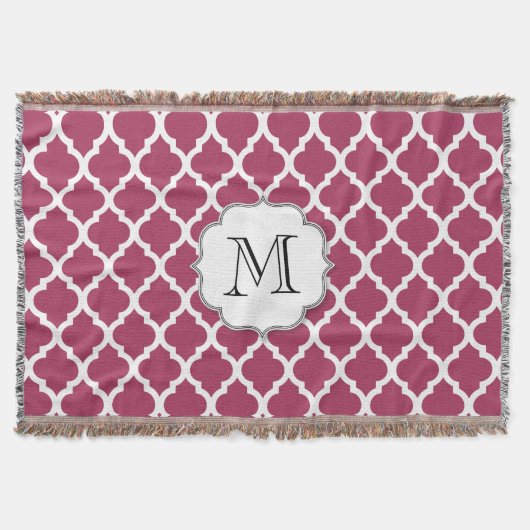 Sangria Red Moroccan Tegel met monogram Deken (Voorkant)