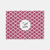 Sangria Red Moroccan Tegel met monogram Fleece Deken (Voorkant (Horizontaal))