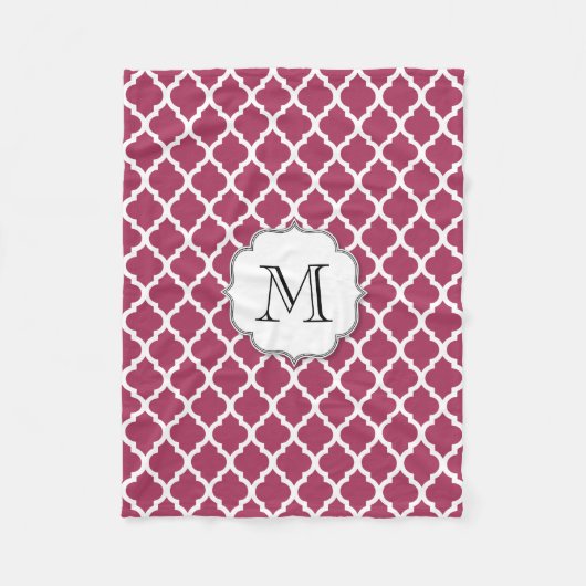 Sangria Red Moroccan Tegel met monogram Fleece Deken (Voorkant)