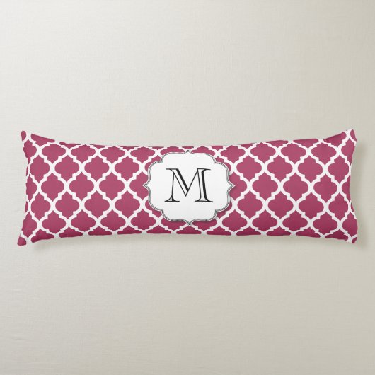 Sangria Red Moroccan Tegel met monogram Lichaamskussen (Voorkant)