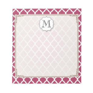 Sangria Red Moroccan Tegel met monogram Notitieblok