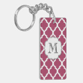 Sangria Red Moroccan Tegel met  monogram Sleutelhanger (Voorkant Links)