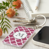 Sangria Red Moroccan Tegel met  monogram Sleutelhanger (Voorkant Rechts)