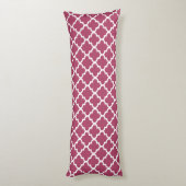 Sangria Red Moroccan Tegel Trellis Pattern Lichaamskussen (Achterkant (Verticaal))