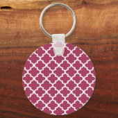 Sangria Red Moroccan Tegel Trellis Pattern Sleutelhanger (Voorkant)