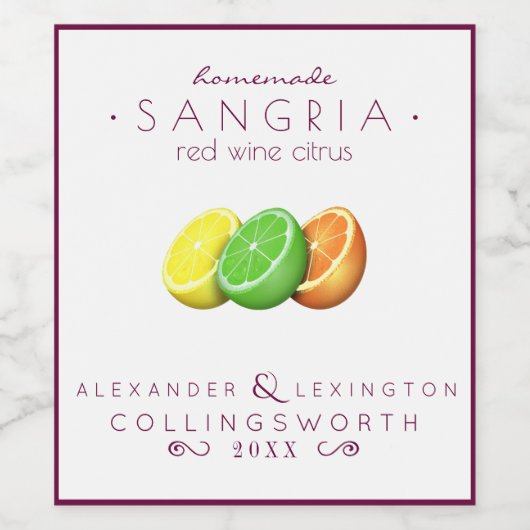 Sangria Red Wijn Etiket (Enkel label)