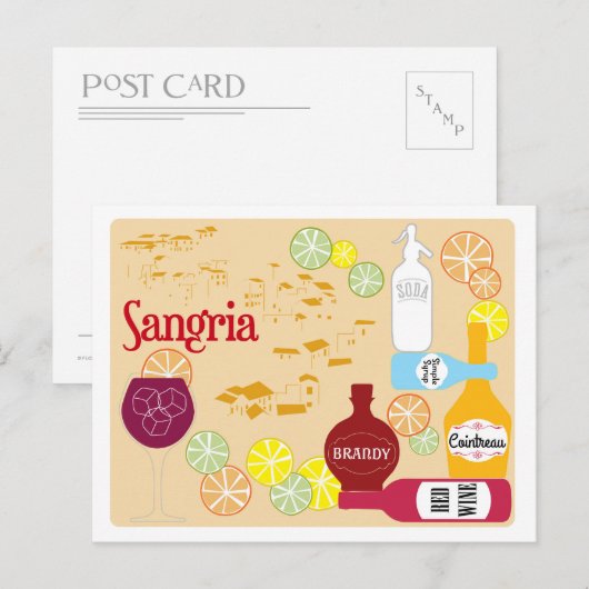 Sangria Red Wine Cocktail Briefkaart (Voorkant / Achterkant)