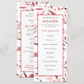 Sangria Rode Waterverf verlaat bruiloft Programmakaart (Voorkant / Achterkant)