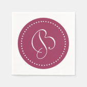 Sangria Roze/Wit Stip Monogram Servetten (Voorkant)