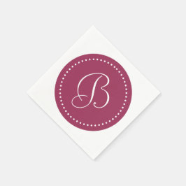 Sangria Roze/Wit Stip Monogram Servetten