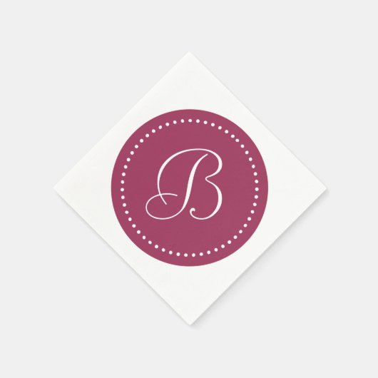 Sangria Roze/Wit Stip Monogram Servetten (Hoek)
