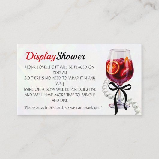 Sangria & Sass Bruids Display Douche Informatiekaartje (Voorkant)